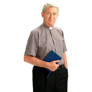 Mens Clerical Shirt - S7431 - 1" Slip-in collar, Short Sleeve
